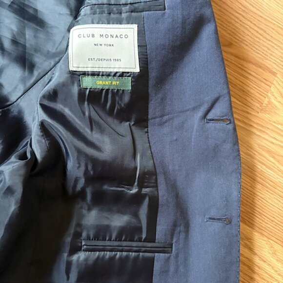 Club Monaco New York Grant Fit Cotton Jacket Blazer Navy Stripe Sz 36S - Picture 8 of 13